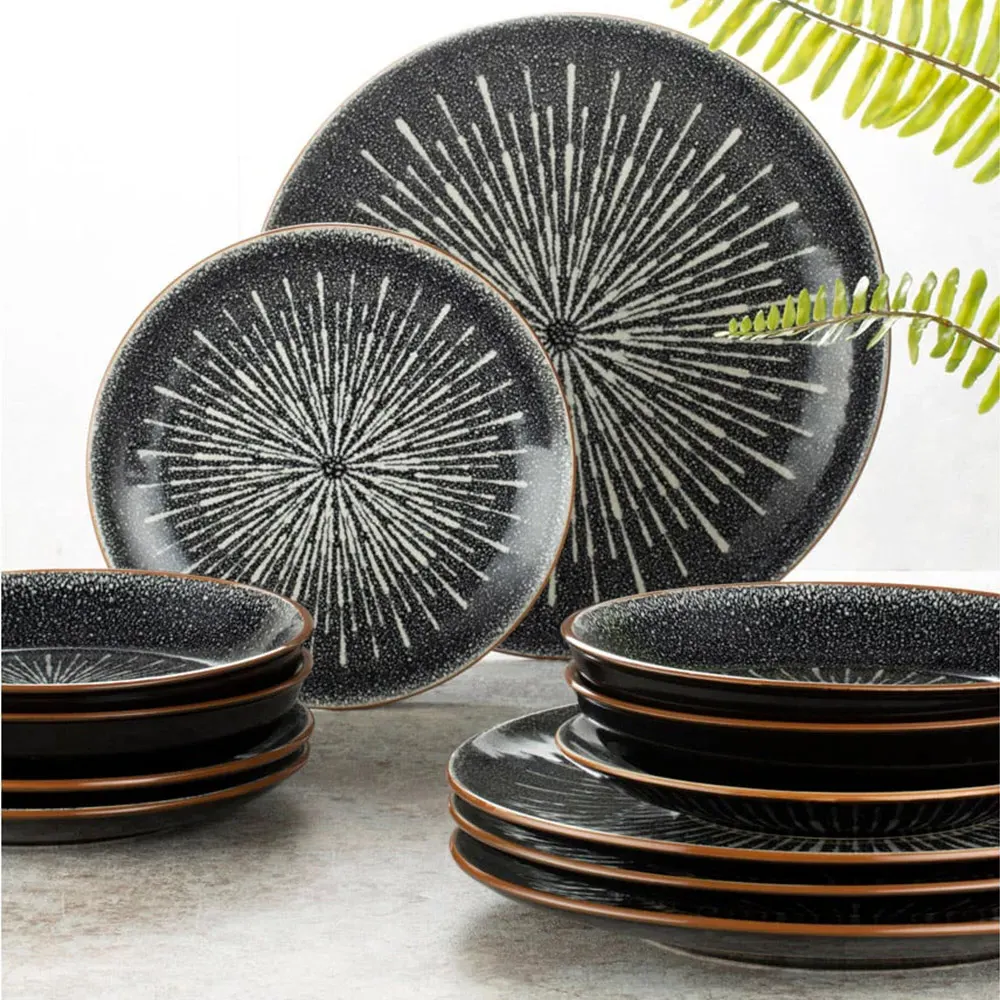 Starburst Reactive Glaze 12 Piece Dinner Set - Multi, Stoneware