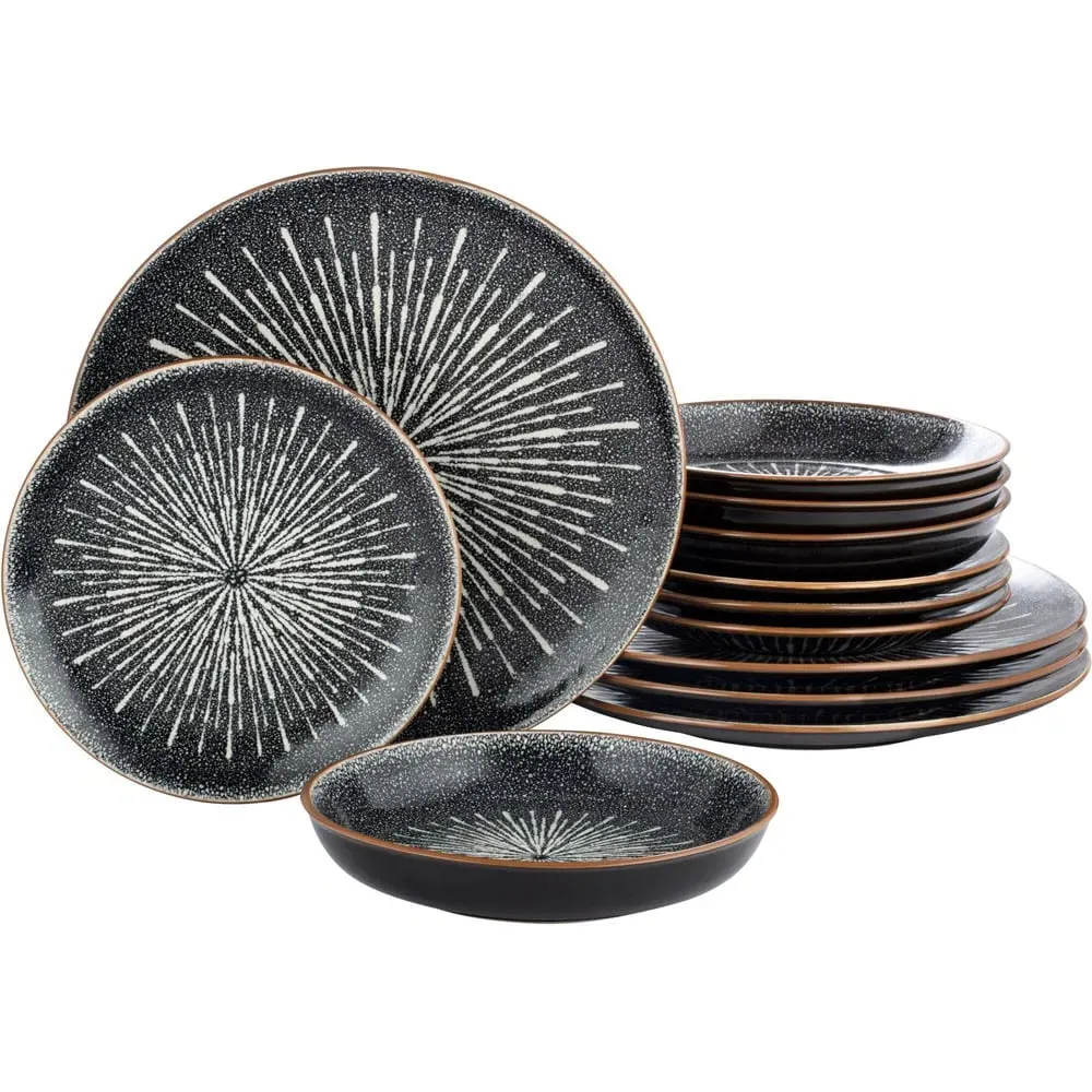 Starburst Reactive Glaze 12 Piece Dinner Set - Multi, Stoneware