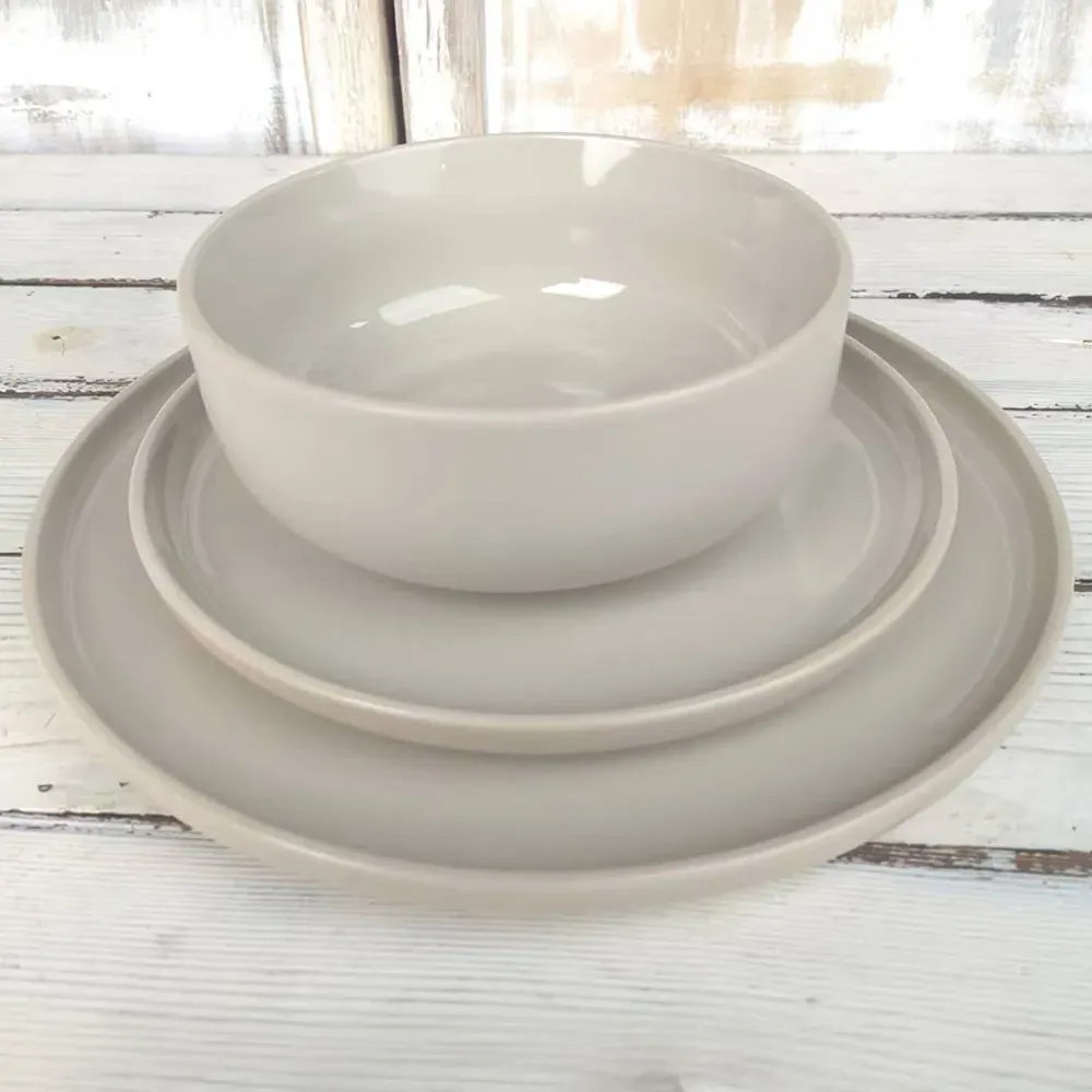 Stone and Cream Dual Tone 12 Piece Dinner Set - Cream