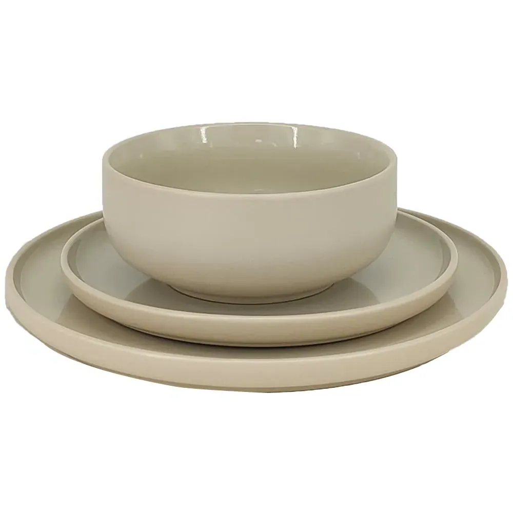 Stone and Cream Dual Tone 12 Piece Dinner Set - Cream