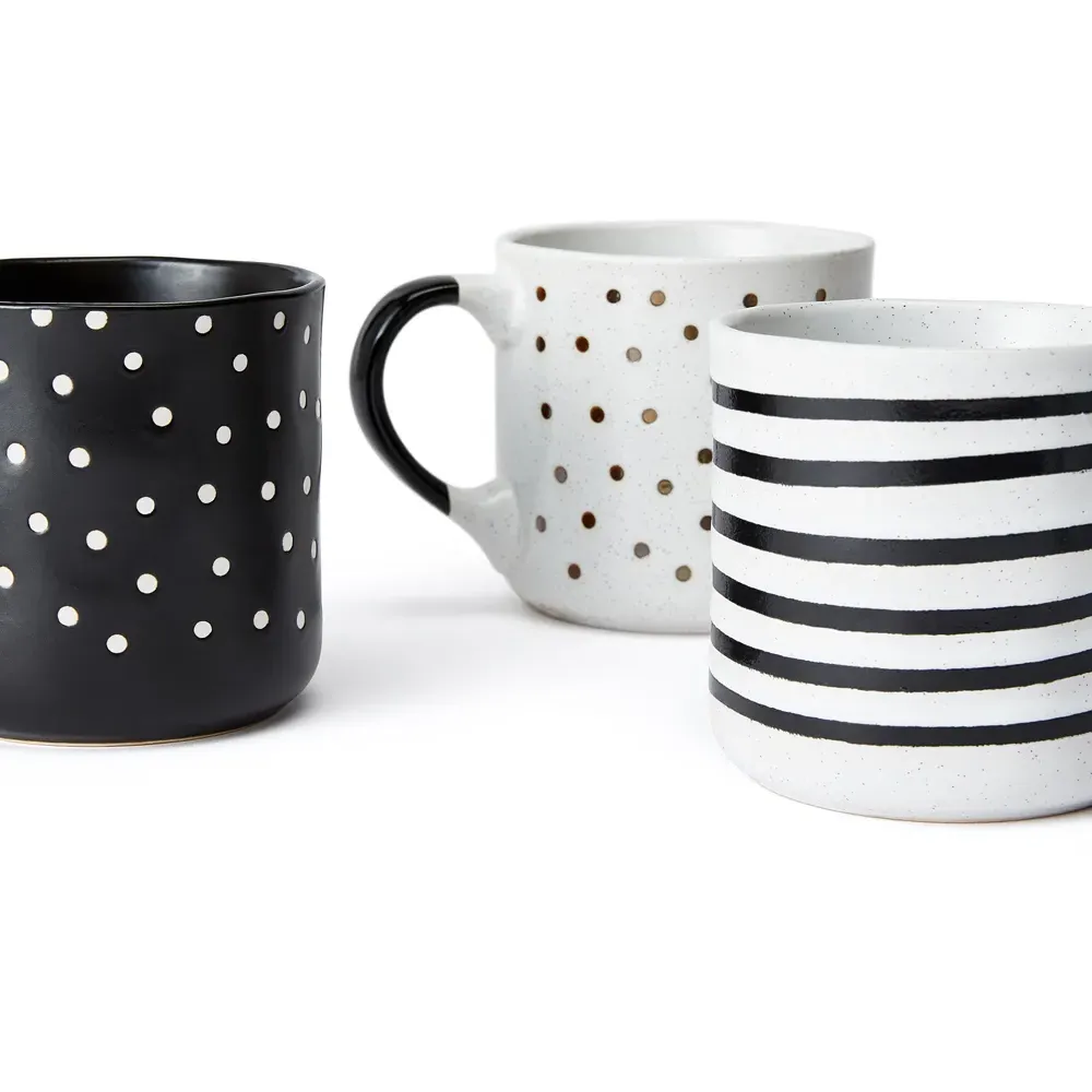 Stripe and Dot Metallic Mugs 6 Pack - Multi