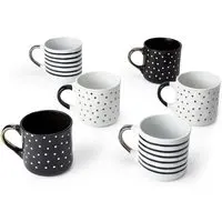 Stripe and Dot Metallic Mugs 6 Pack - Multi
