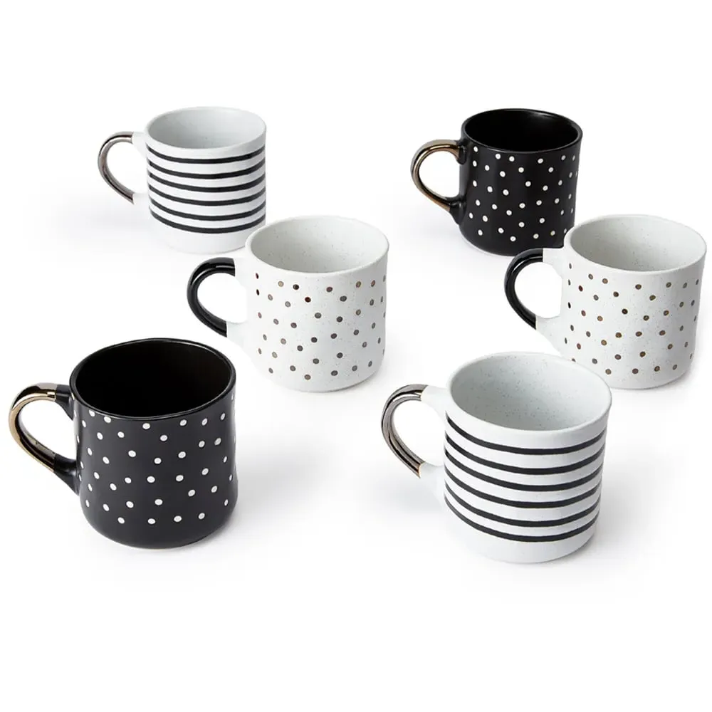 Stripe and Dot Metallic Mugs 6 Pack - Multi image