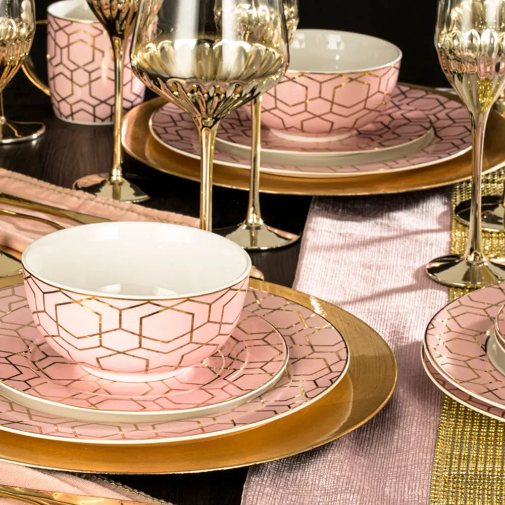 Tallulah 12 Piece Dinner Set - Pink
