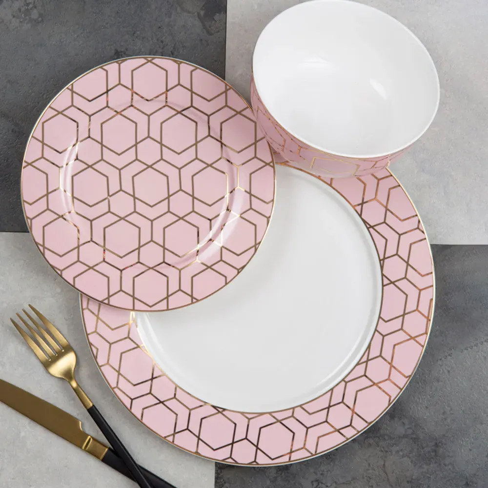 Tallulah 12 Piece Dinner Set - Pink