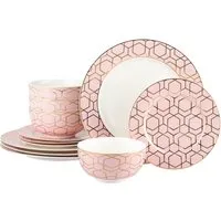 Tallulah 12 Piece Dinner Set - Pink