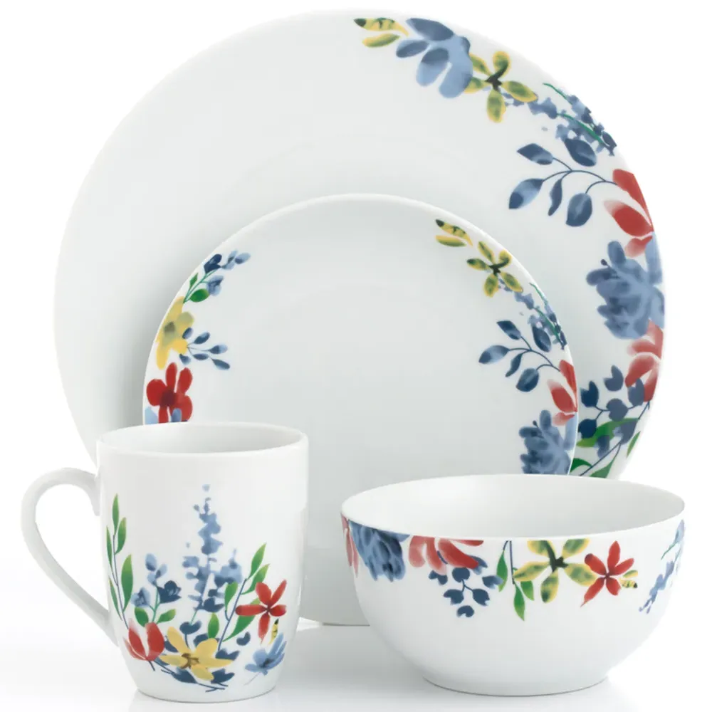 Watercolour Floral 16 Piece Dinner Set - Multi, Porcelain