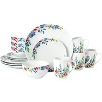 Watercolour Floral 16 Piece Dinner Set - Multi, Porcelain