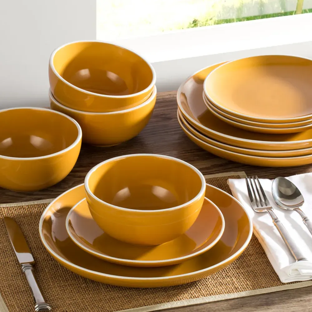 Waterside 12 Piece Dinner Set - Yellow