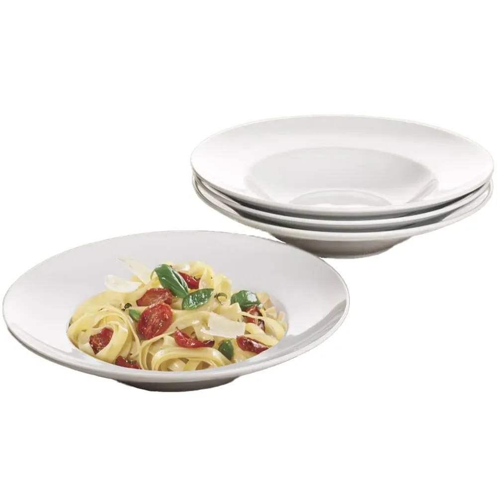 Waterside Large Pasta Bowls Set of 4 - White, Porcelain image