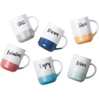 Waterside Slogan Dipped Mug Set 6 Pack - Multi-Color