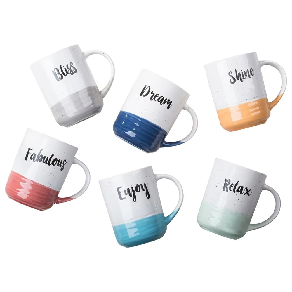 Waterside Slogan Dipped Mug Set 6 Pack - Multi-Color image