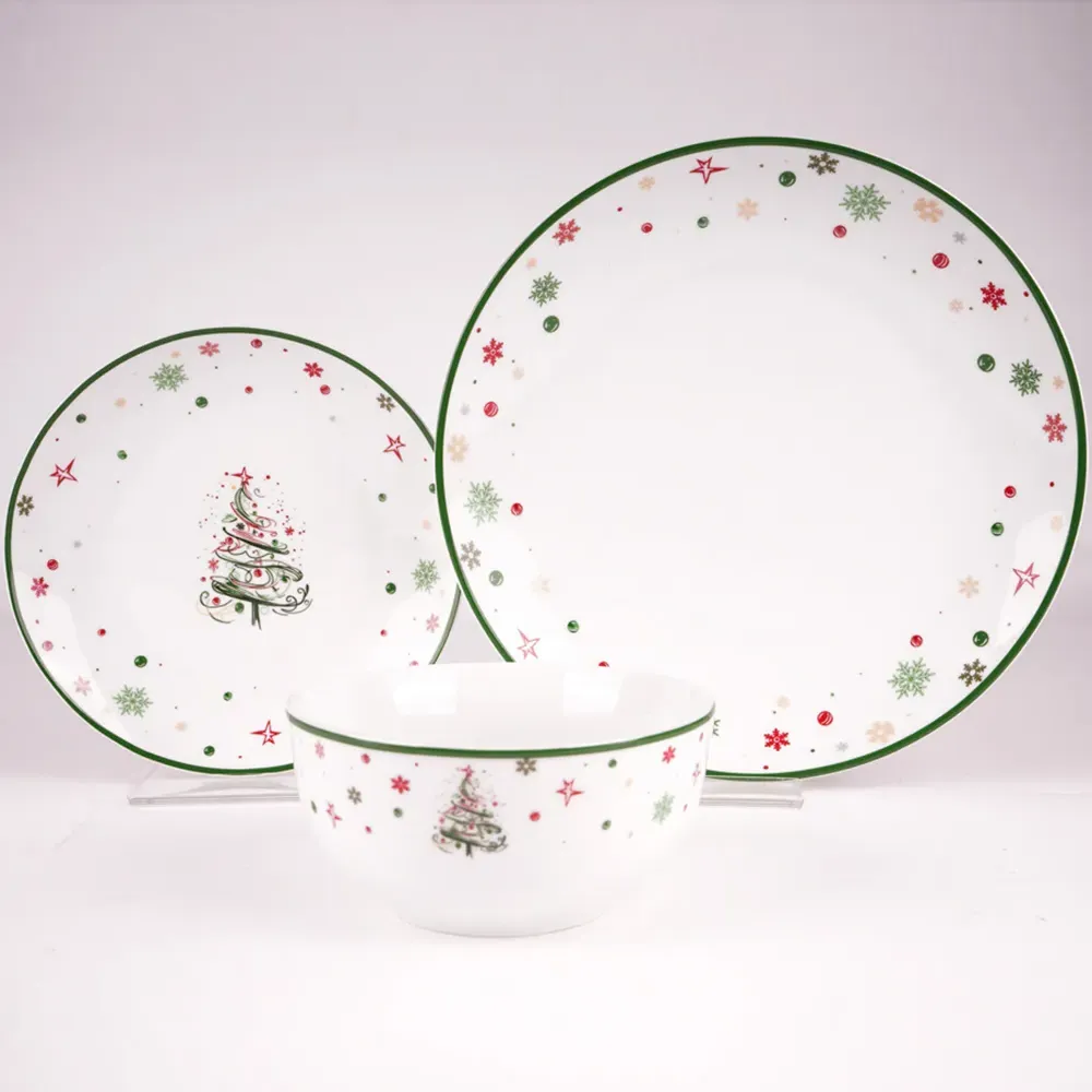 Xmas Tree 12 Piece Dinner Set - Multi, Porcelain