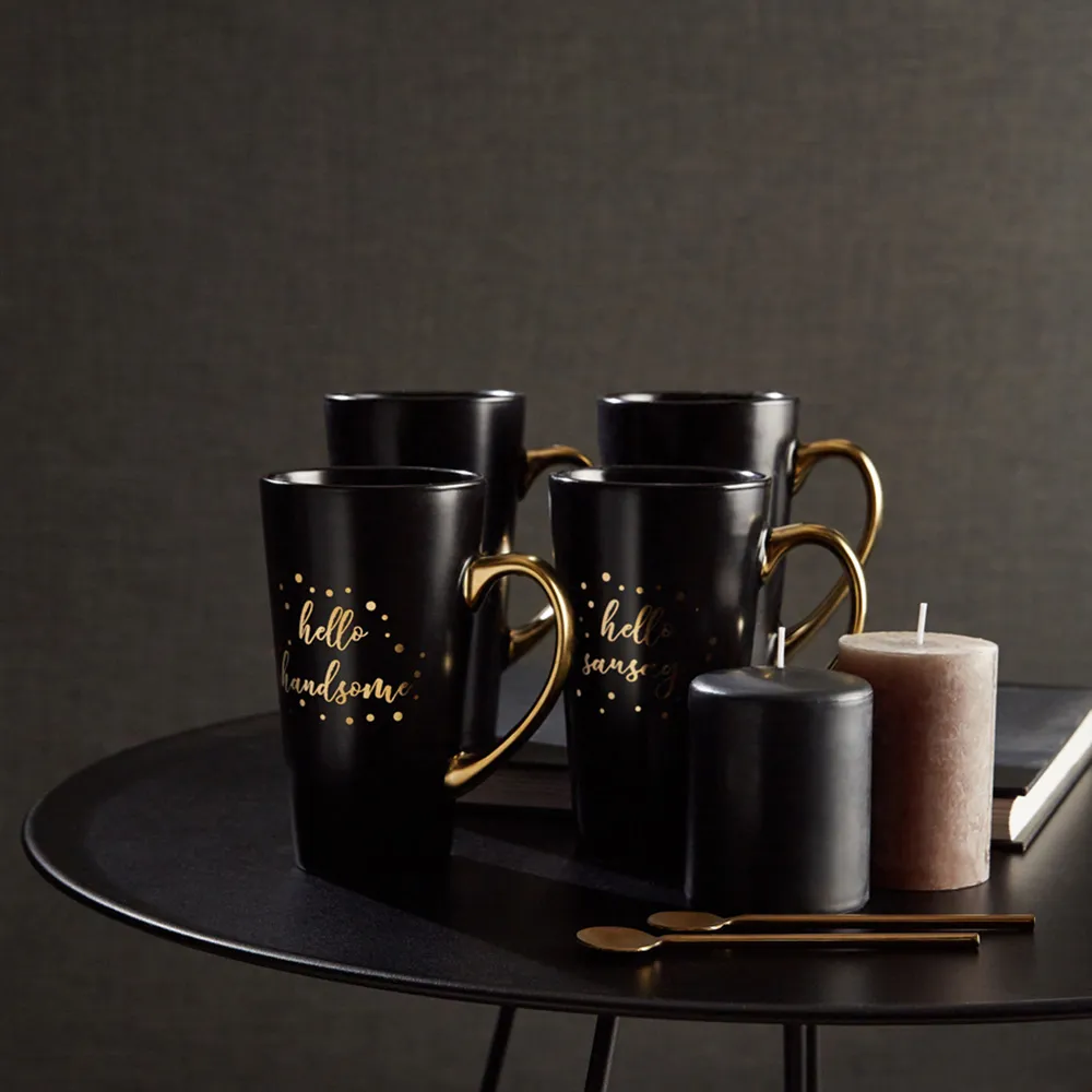 You Had Me At Hello Tall Mugs Set of 4 - Black