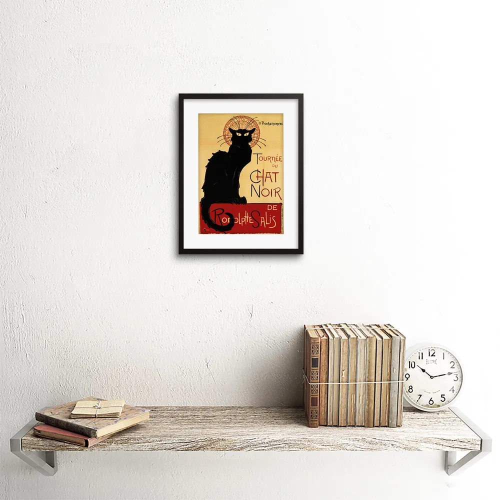 Cat Chat Noir Rodolphe Salis Framed Wall Art Print - Red
