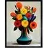 Mid Century Floral Bouquet Framed Wall Art Print - Orange