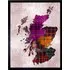 Scotland Tartan Regions Scottish Clan Map Framed Wall Art - Purple