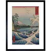 Utagawa Japanese Sea Off Satta Framed Wall Art Print - Blue