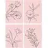 Wildflower Outline Wall Art Print 4 Pack - Black, Pink