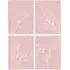 Wildflower Outline Wall Art Print 4 Pack - Cream, Pink
