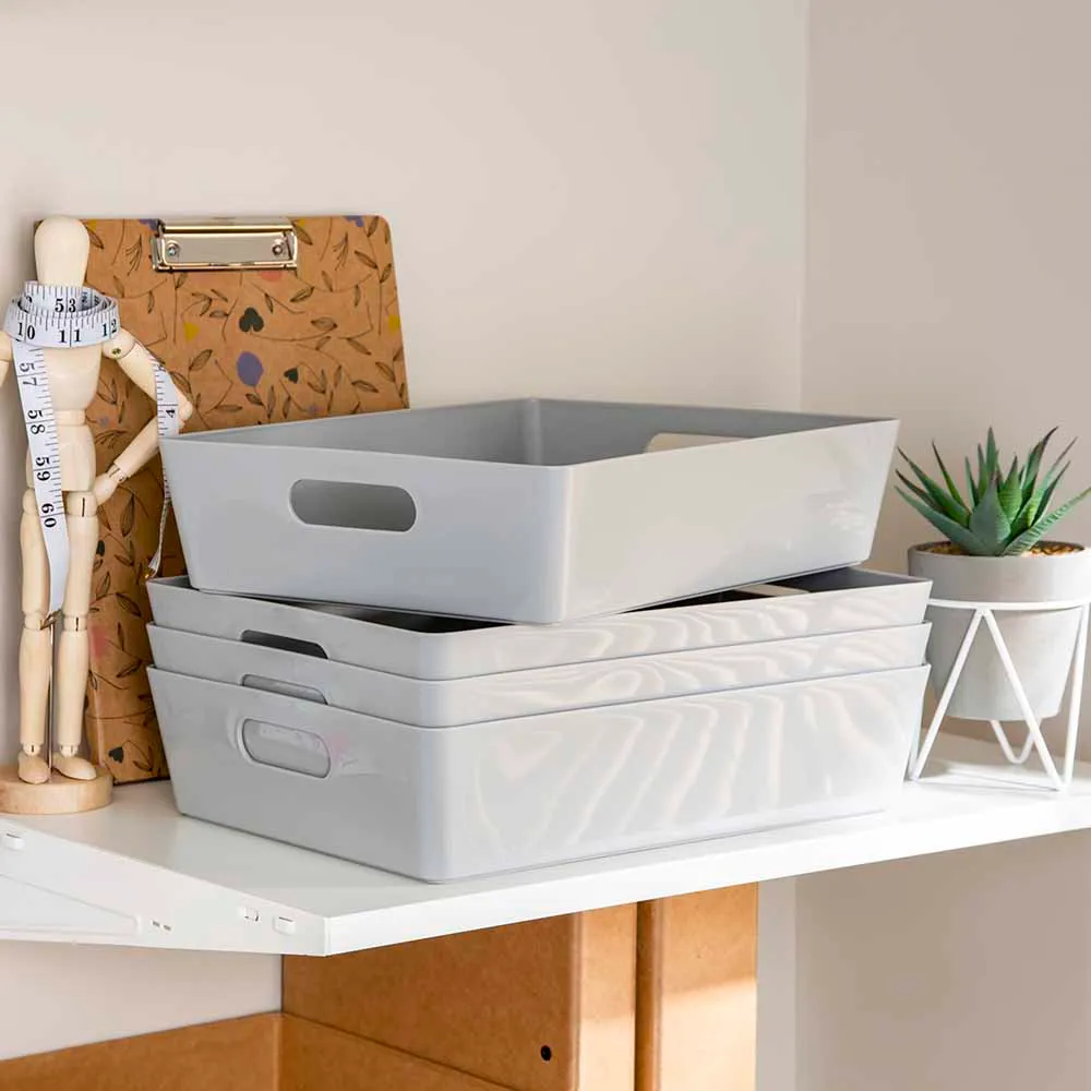 Studio 5.01 Large Slim Storage Basket Set of 4 - Grey