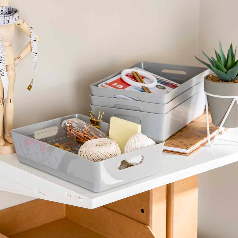 Studio Slim Storage Basket 4 Pack - Grey