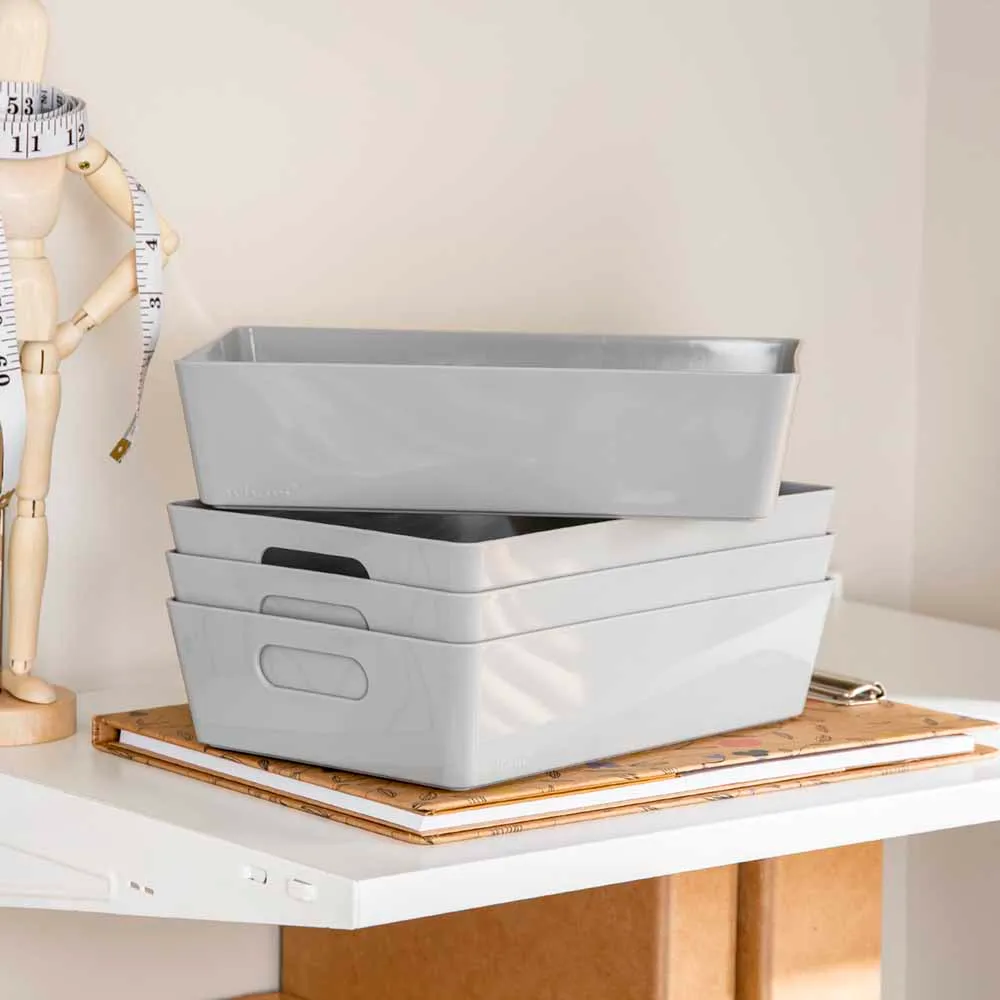 Studio Slim Storage Basket 4 Pack - Grey