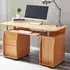 Computer Desk with 3 Drawers & Storage Cabinet - Beech