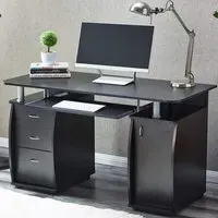 Computer Desk with 3 Drawers & Storage Cabinet - Black