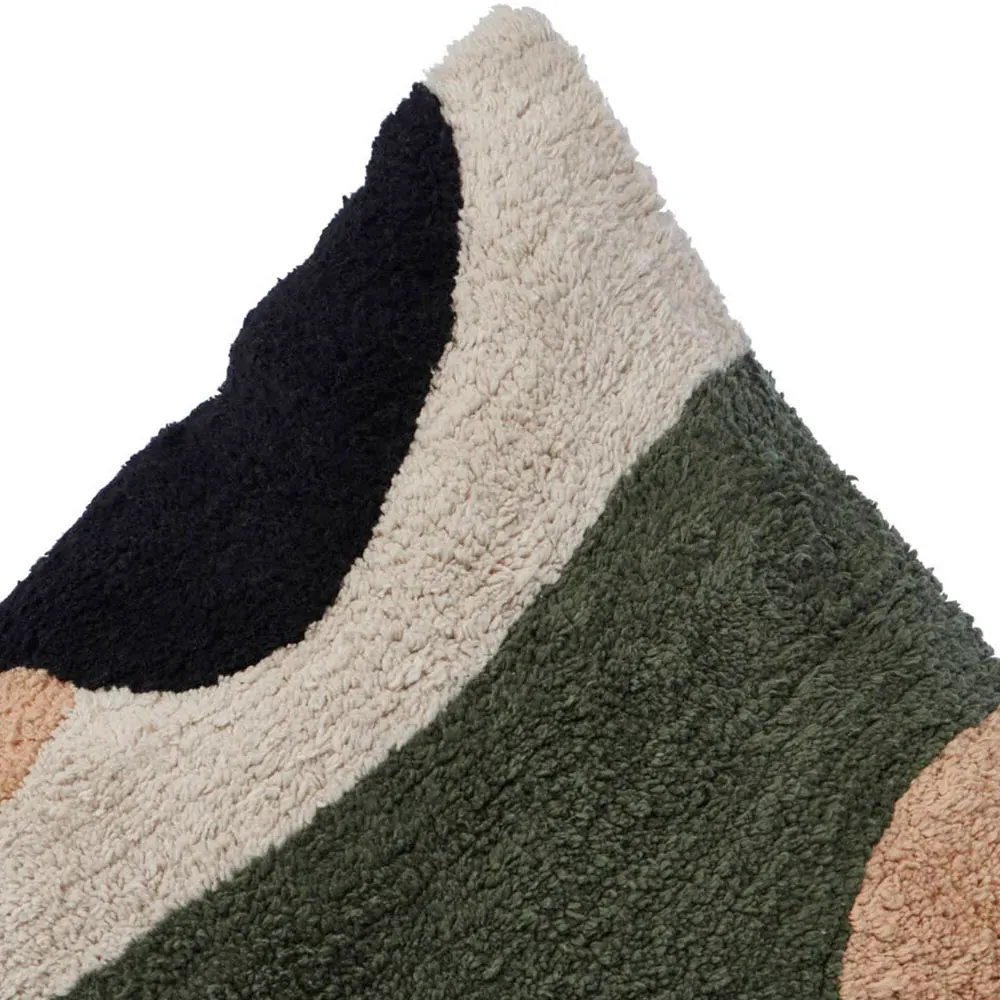 Abstract GreenTuft Cushion 43 x 43cm - Multi, Cotton