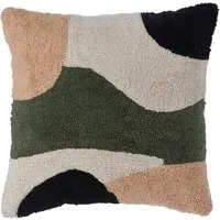Abstract GreenTuft Cushion 43 x 43cm - Multi, Cotton