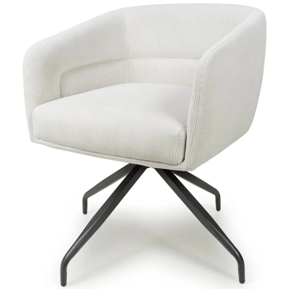 Artemis Swivel Chair - White, Corduroy