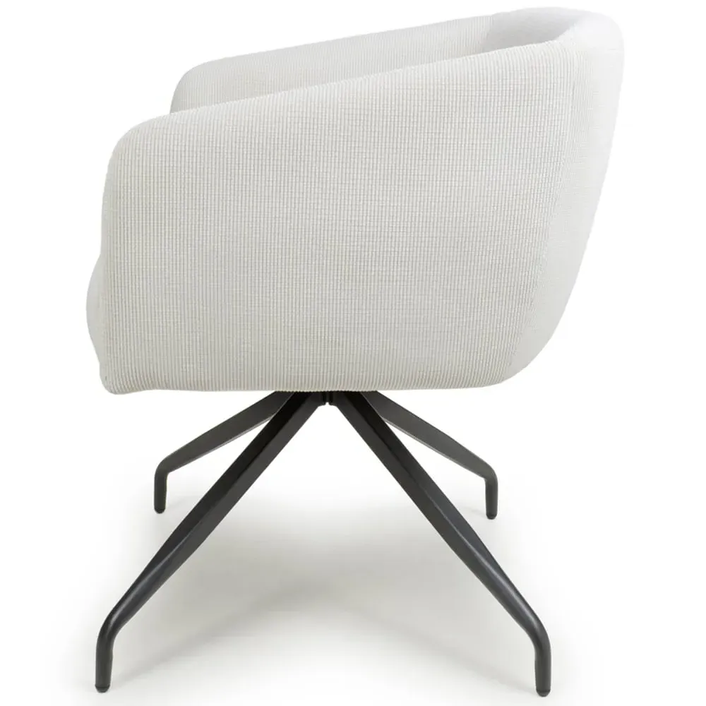 Artemis Swivel Chair - White, Corduroy
