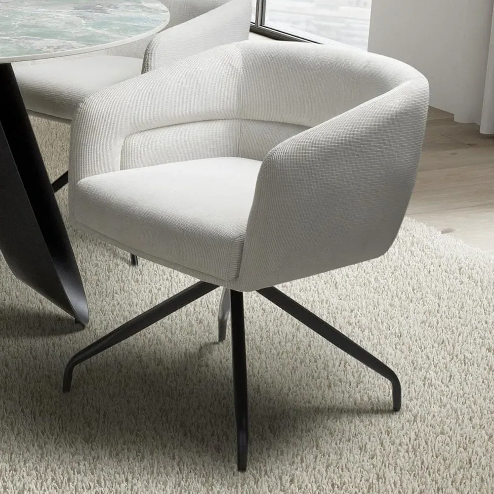 Artemis Swivel Chair - White, Corduroy image