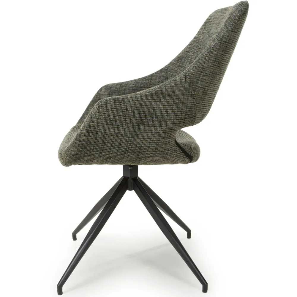 Aztec Set of 2 Swivel Dining Chairs - Green, Tweed