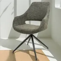 Aztec Set of 2 Swivel Dining Chairs - Green, Tweed