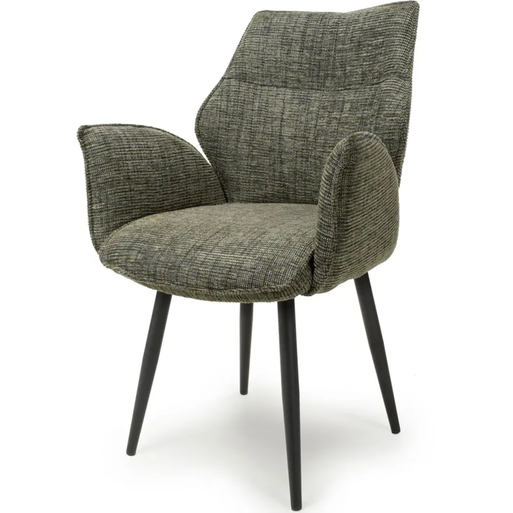 Baltimore Set of 2 Swivel Dining Chairs - Green, Tweed