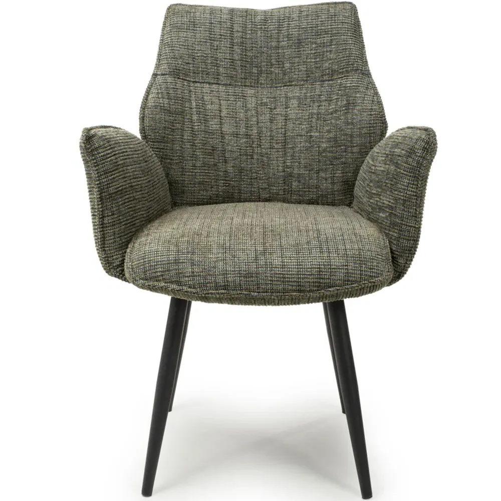 Baltimore Set of 2 Swivel Dining Chairs - Green, Tweed