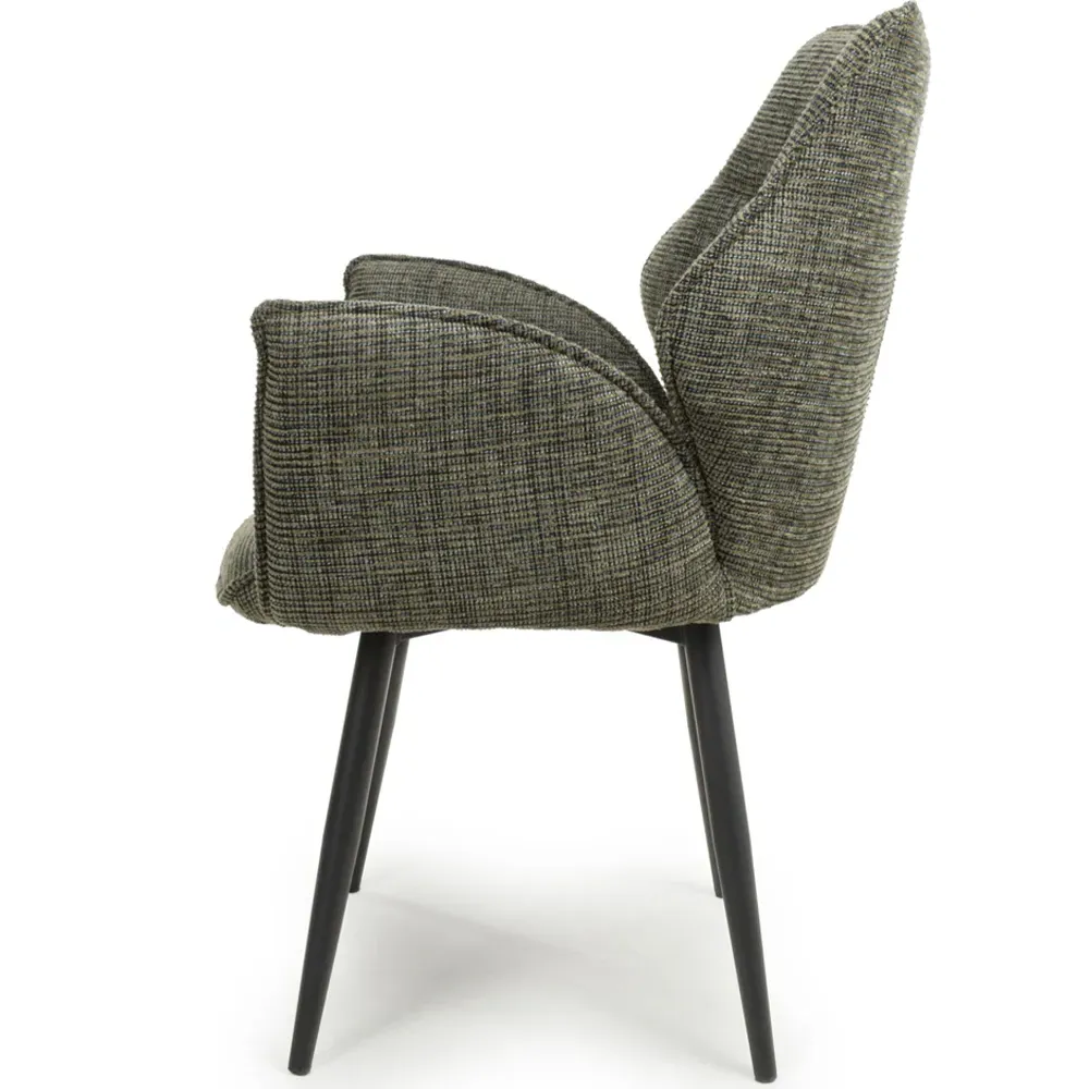 Baltimore Set of 2 Swivel Dining Chairs - Green, Tweed