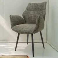 Baltimore Set of 2 Swivel Dining Chairs - Green, Tweed