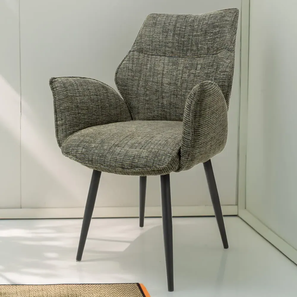 Baltimore Set of 2 Swivel Dining Chairs - Green, Tweed