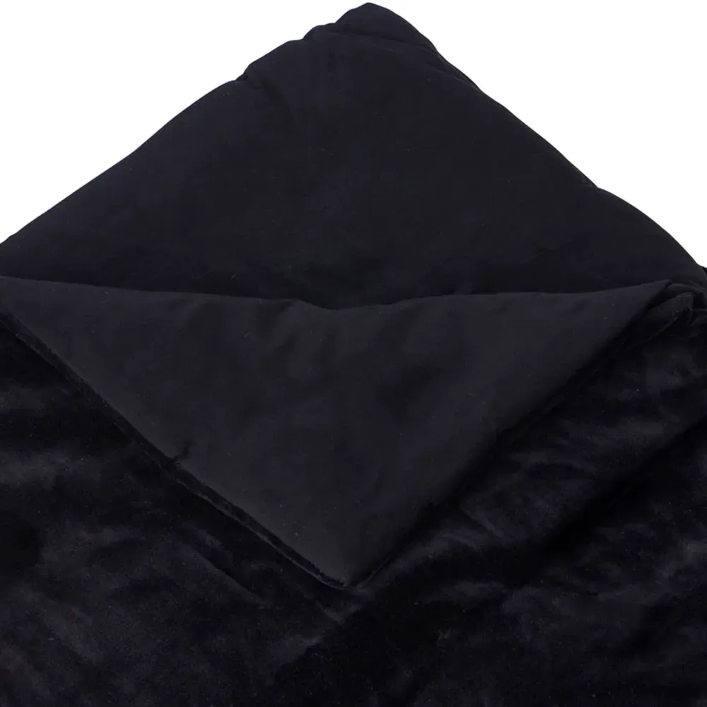 Black Velvet Throw - Black, Cotton