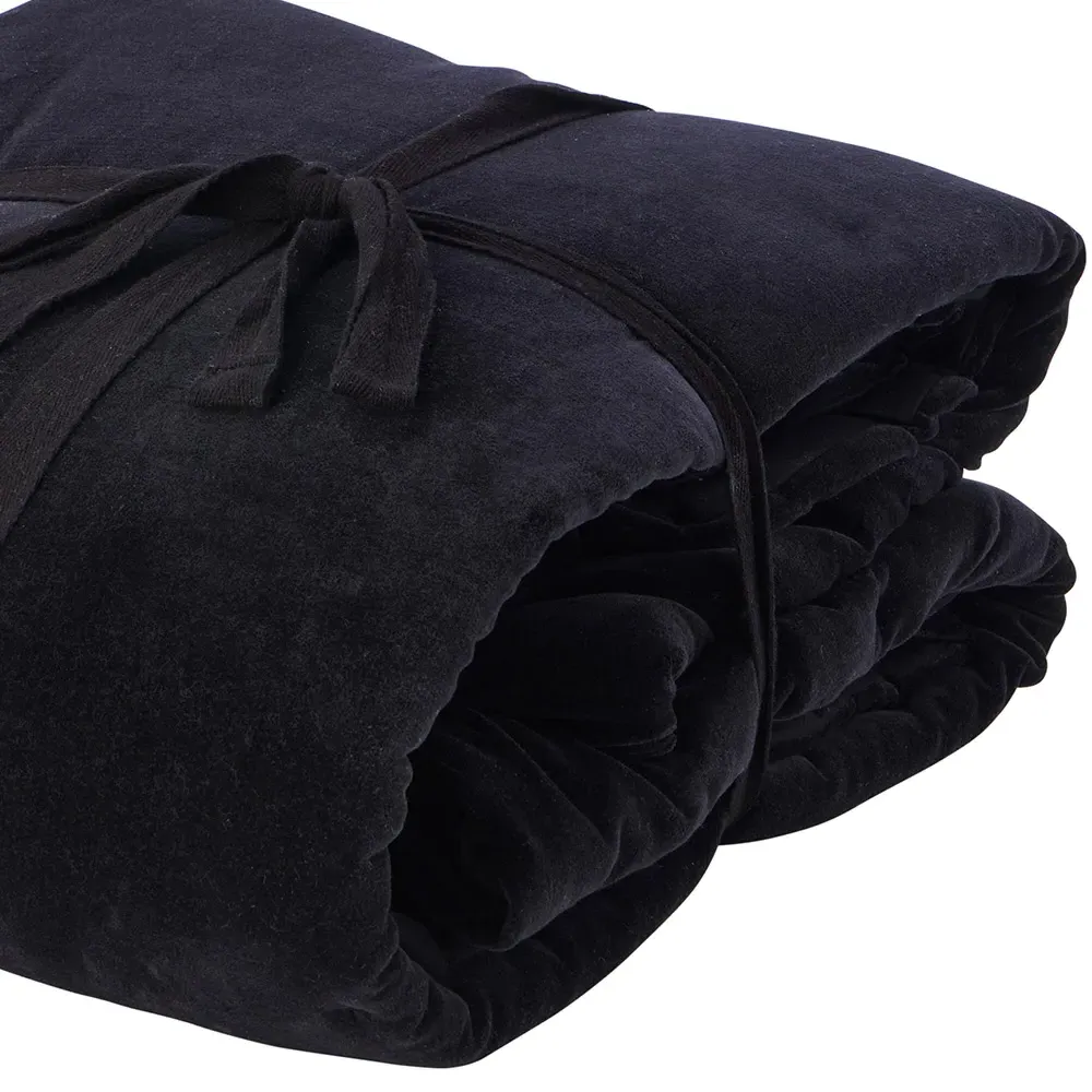 Black Velvet Throw - Black, Cotton