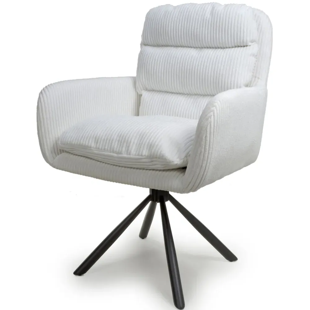 Cassidy Set of 2 Swivel Chair - White, Corduroy