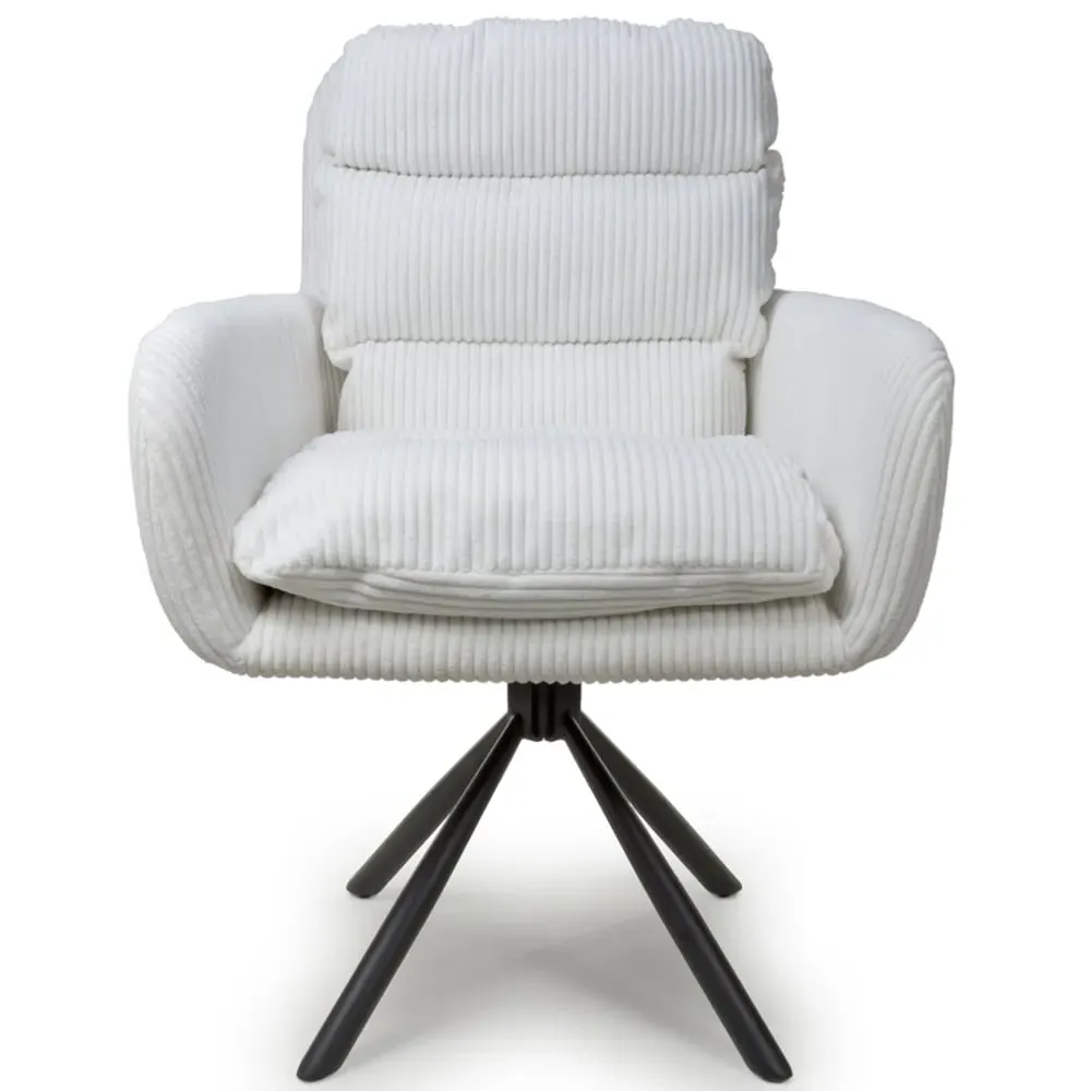 Cassidy Set of 2 Swivel Chair - White, Corduroy
