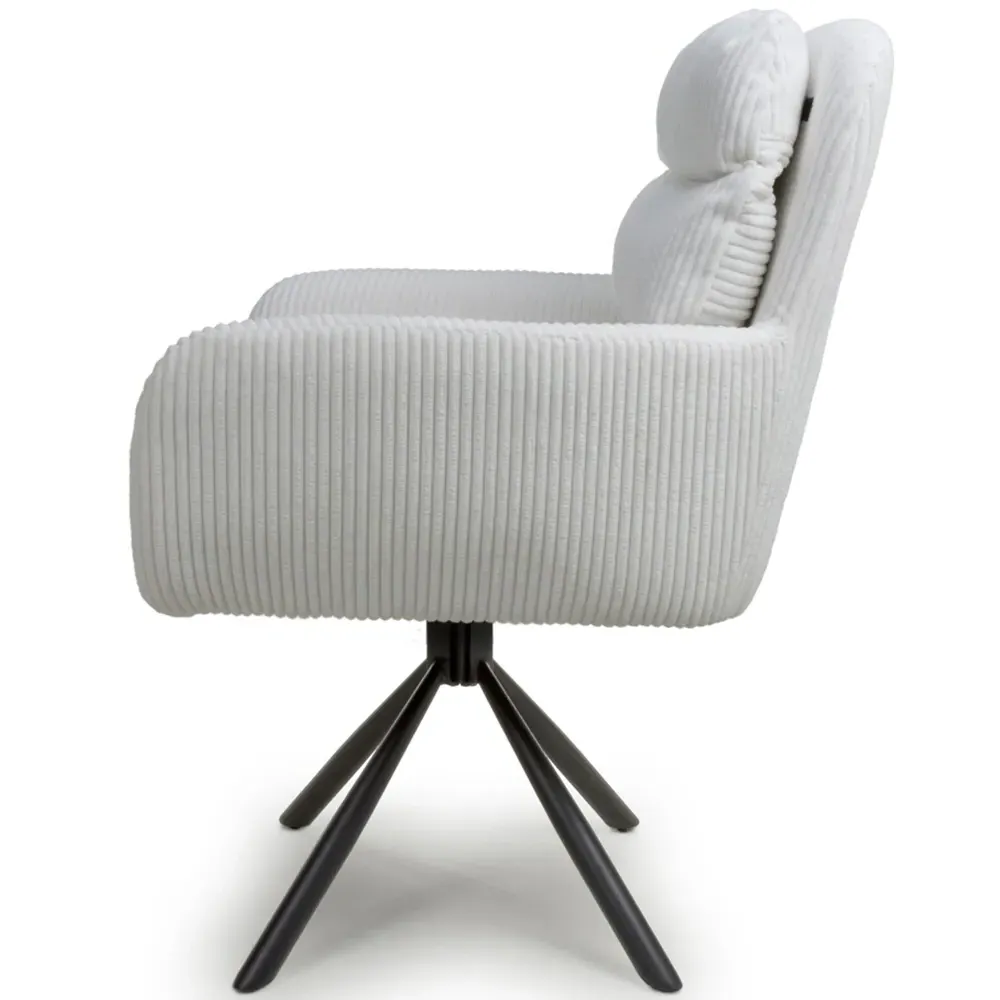 Cassidy Set of 2 Swivel Chair - White, Corduroy