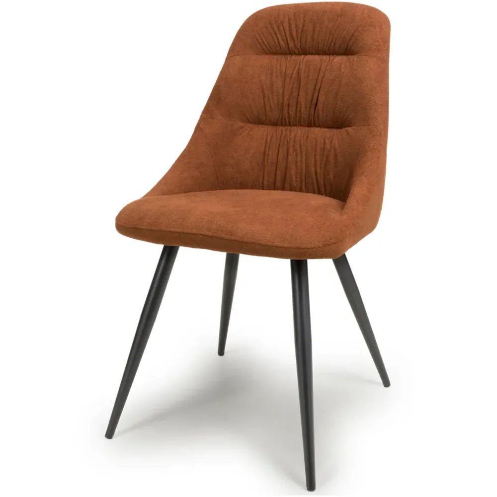 Corinth Set of 2 Dining Chairs - Burnt Orange, Linen Effect