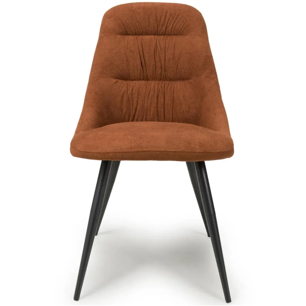 Corinth Set of 2 Dining Chairs - Burnt Orange, Linen Effect