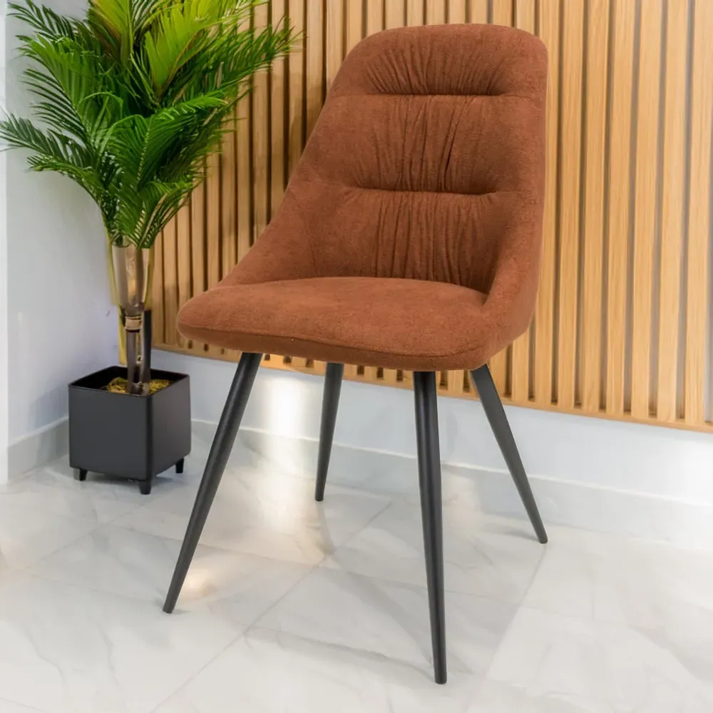 Corinth Set of 2 Dining Chairs - Burnt Orange, Linen Effect image