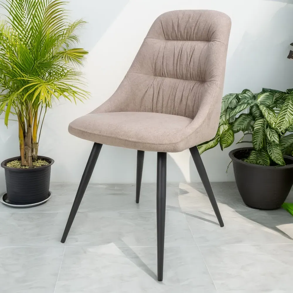 Corinth Set of 2 Dining Chairs - Natural, Linen Effect